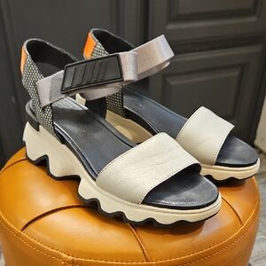 Sorel Women's Sandals in Black, Cream, and Orange